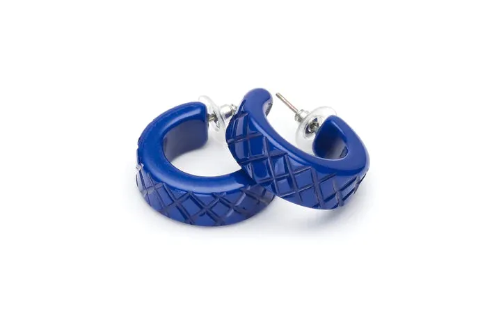 Wide Indigo Heavy Carve Fakelite Bangle by Splendette