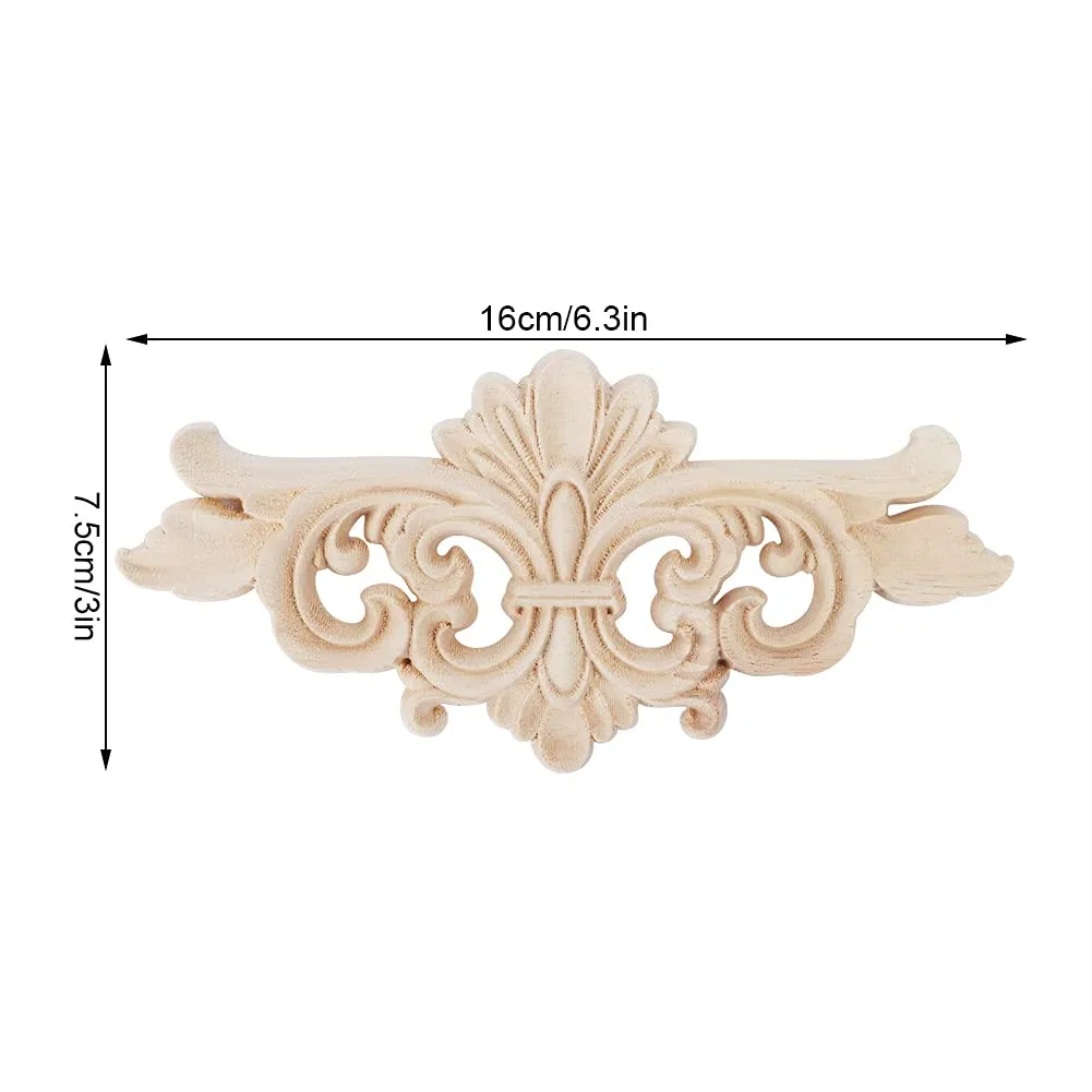 Wood Appliques, Carved Onlays for Furniture Unpainted Corner DIY Decoration Flower Inlay Decals Ornaments Trim Wooden Decal Frame Artwork Home Wall Door Bed Wardrobe Cupboard Chests Dressers Cabinet